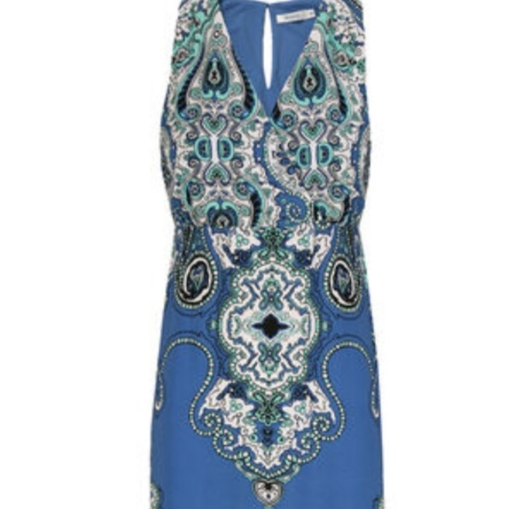 Printed Hem Scarf Dress with beautiful  blues